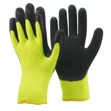 NMSAFETY EN388 Winter verwenden industrielle schwarze Latex Gummi überzogene Windel Acryl-Schaum-Handschuhe